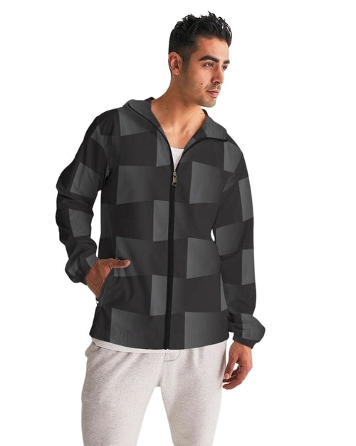 Mens Lightweight Windbreaker Jacket with Hood and Zipper Closure