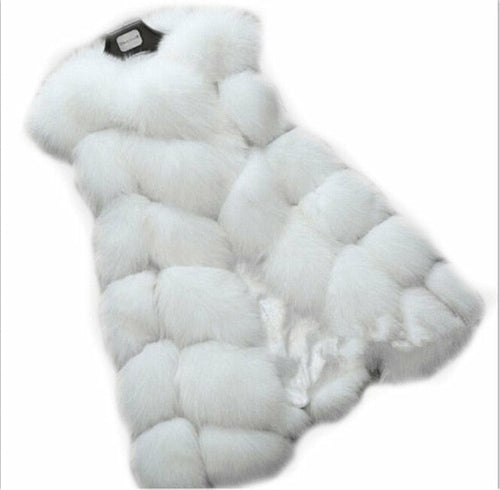 Women's faux fur vest coats Warm Fox Fur Silver Women Coat