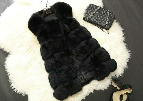 Women's faux fur vest coats Warm Fox Fur Silver Women Coat