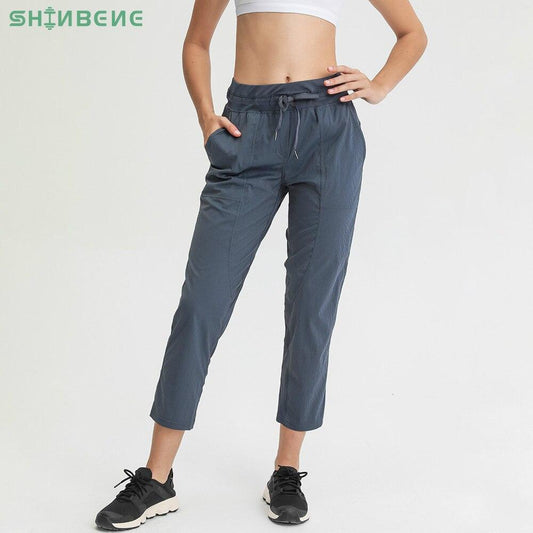 STRIPE Mid Waist Drawstring Sport Gym Joggers Women Loose Fit Fitness
