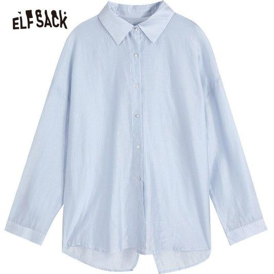 Solid Pure Chic Single Breasted Casual Minimalist Shirt Women,Summer