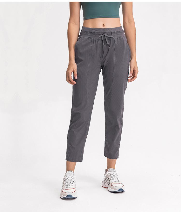 STRIPE Mid Waist Drawstring Sport Gym Joggers Women Loose Fit Fitness