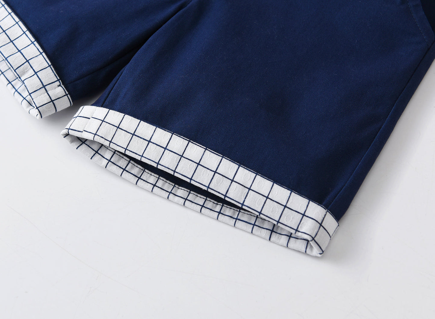 Baby Boy Grid Top Combo Solid Short Pants In Summer
