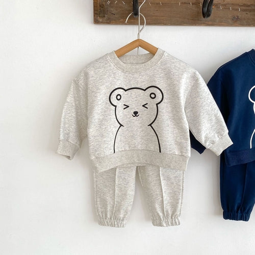 Cute Bear Graphic Casual Clothing Hoodie Sets