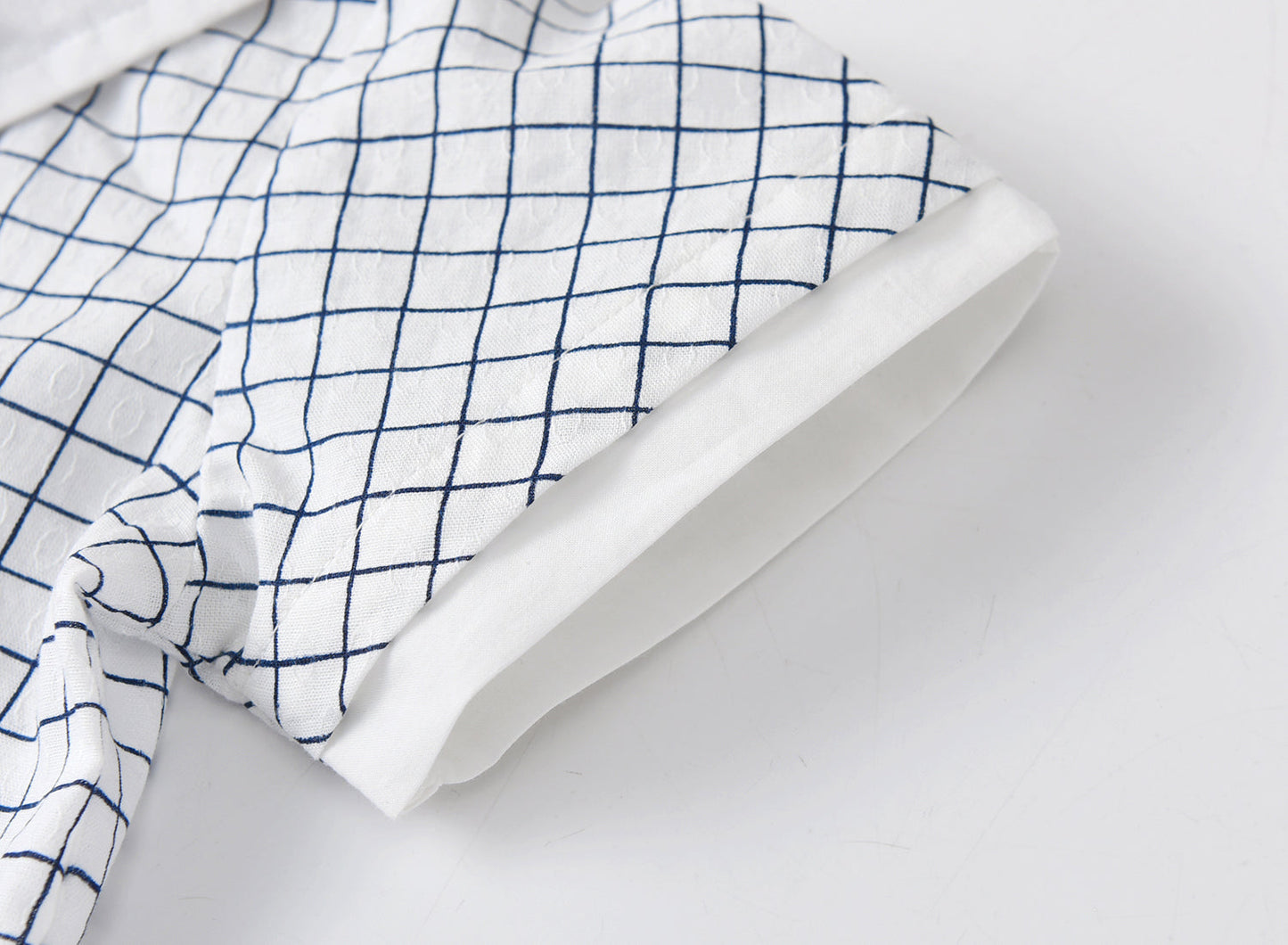 Baby Boy Grid Top Combo Solid Short Pants In Summer