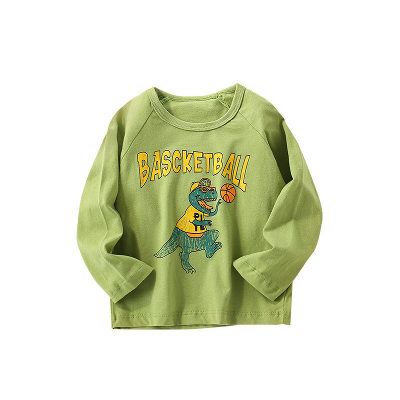 Baby Boy Cartoon Dinosaur Graphic Long Sleeve O-Neck Top