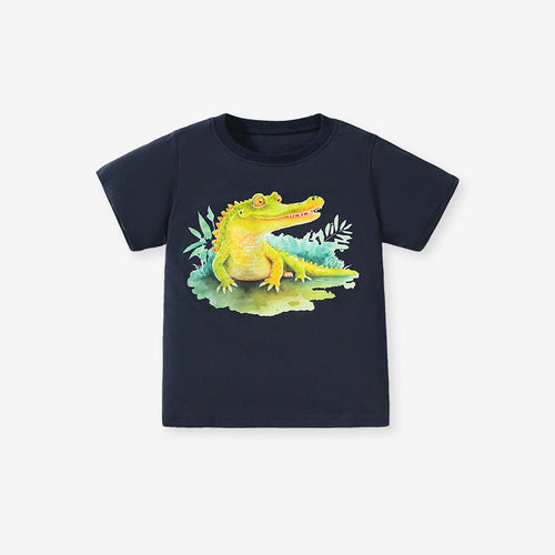 Boys Crocodile Print T-Shirt In European And American Style For Summer