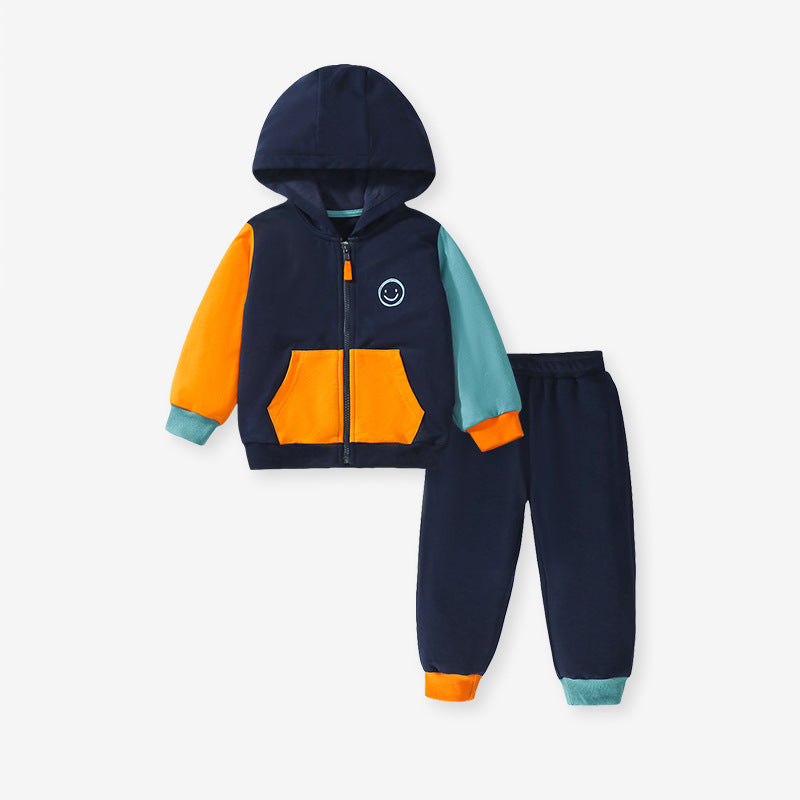 High Quality Spring And Autumn Boys Color Patchwork Long Sleeves Top