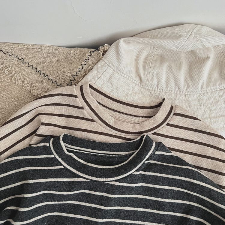 Baby Boys And Girls Striped Pattern O-Neck Long Sleeved Tops