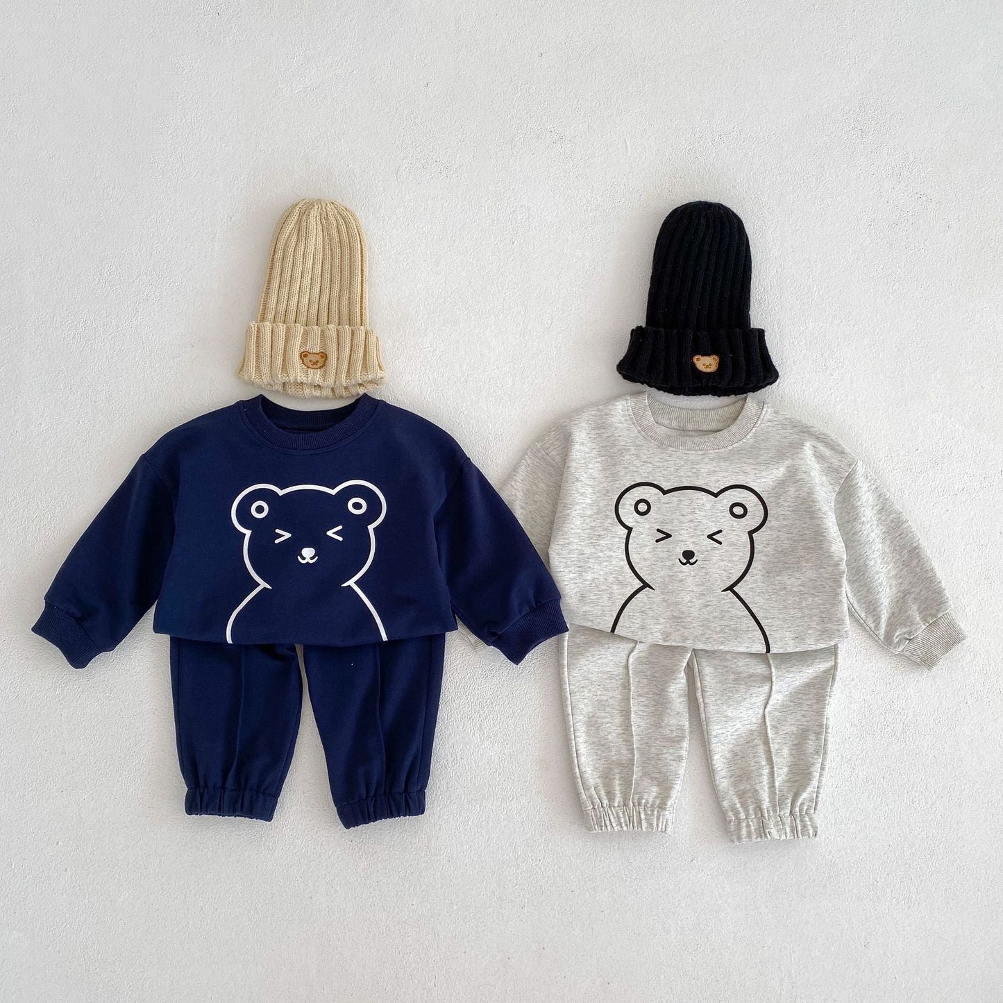 Cute Bear Graphic Casual Clothing Hoodie Sets